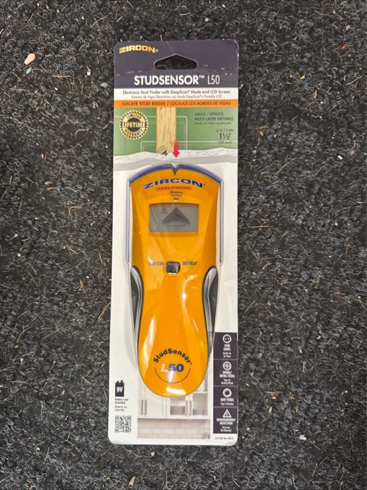 Zircon StudSensor L50 Edge Finder with WireWarning