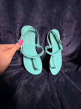 Charlie Paige Teal/Green Strappy Thong Sandals - Image 1