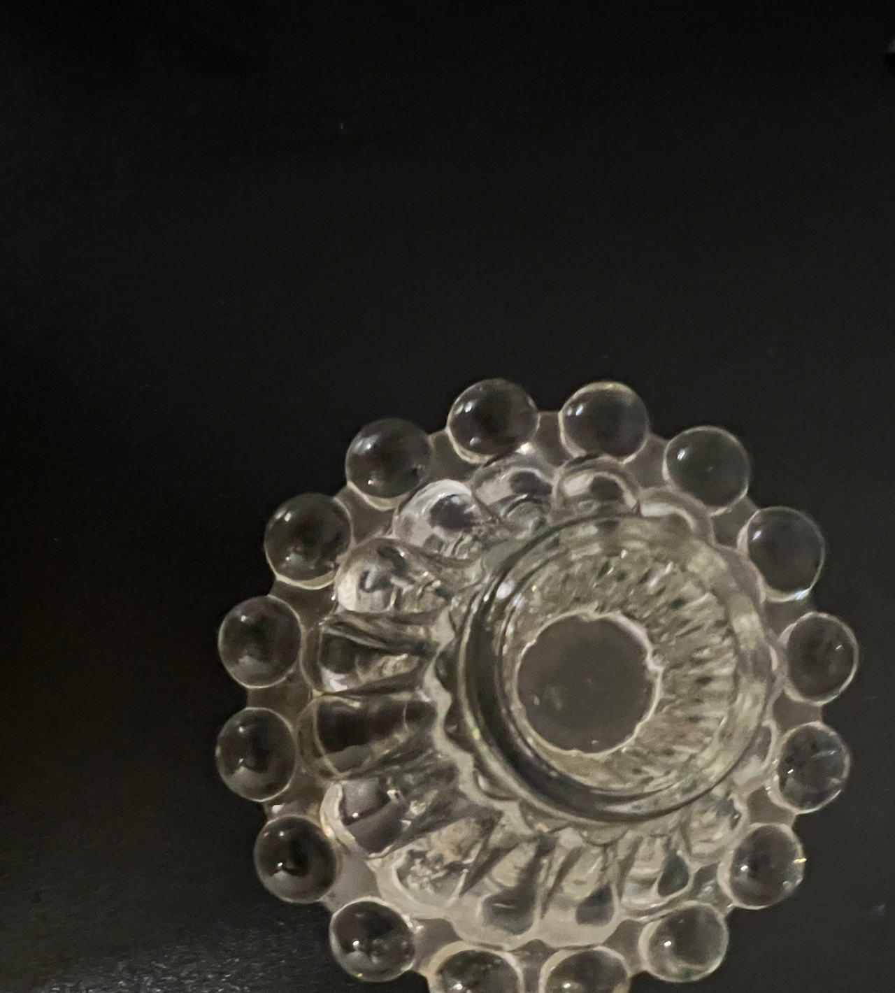 Fenton Clear Hobnail Glass Candle Holder