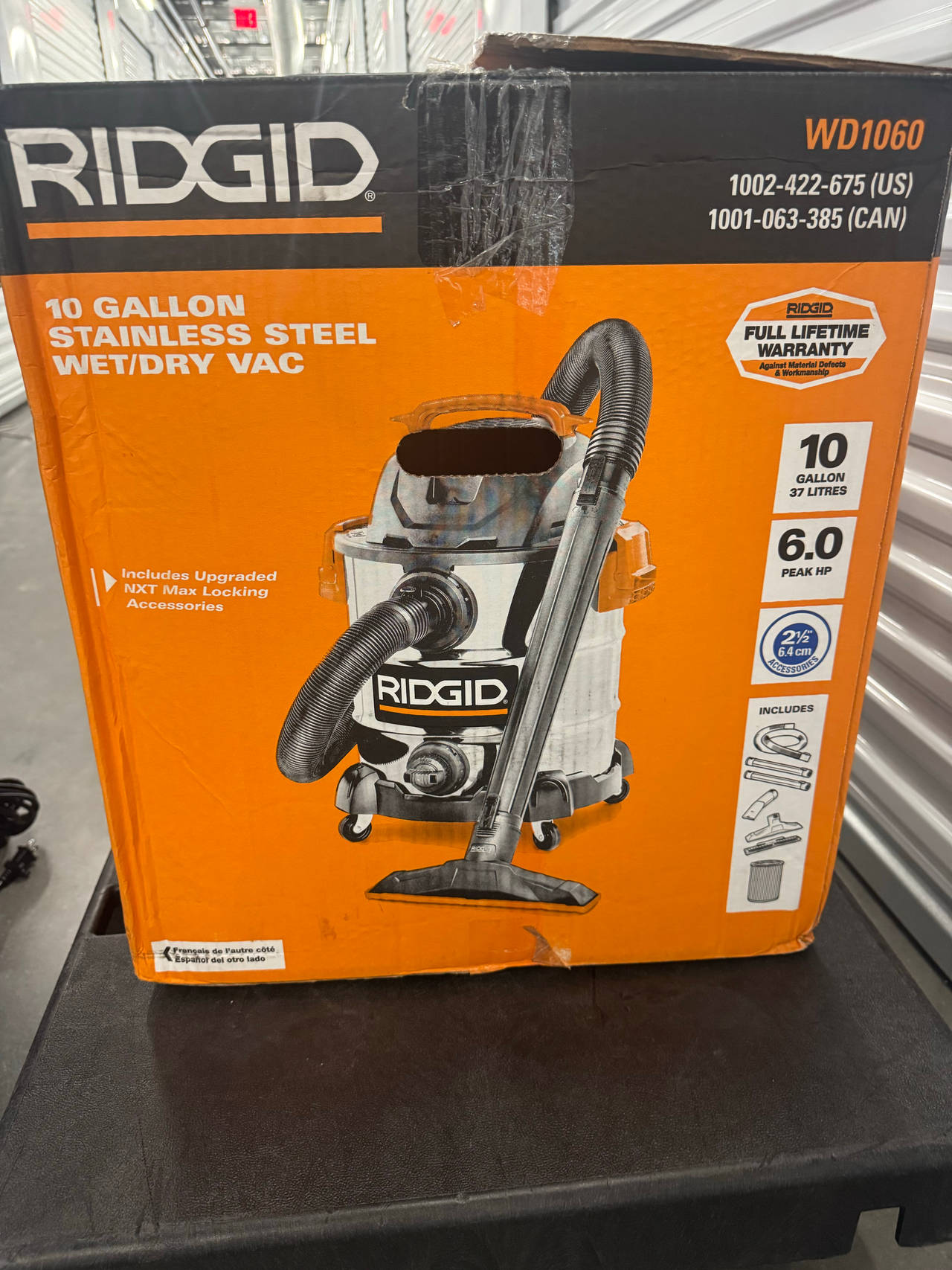 RIDGID 10 Gallon 6.0 Peak HP Stainless Steel Wet/Dry Shop Vacuum