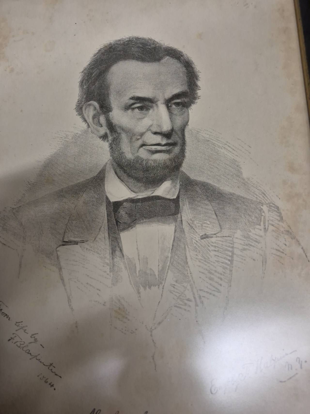 Abraham Lincoln Engraved Portrait by Frederick Halpin after F.B. Carpenter