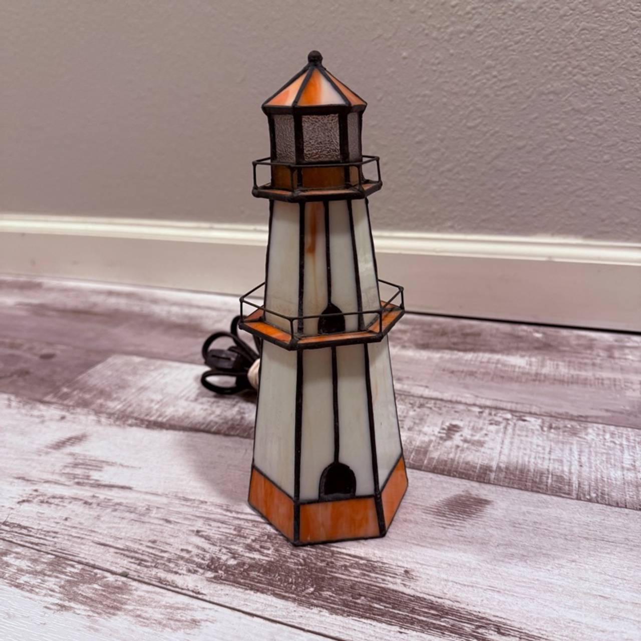 Lighthouse Tiffany Style Stained Glass Table Lamp