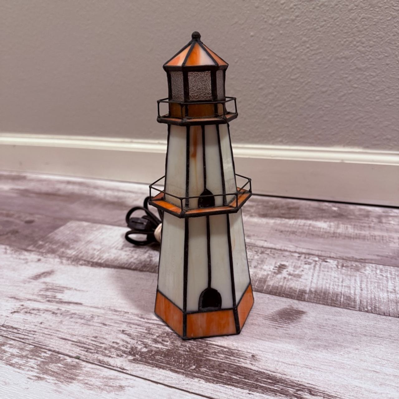 Lighthouse Tiffany Style Stained Glass Table Lamp