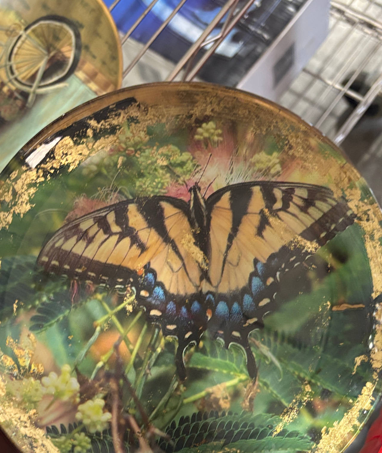 John Derian Tiger Swallowtail Butterfly Decoupage Glass Tray