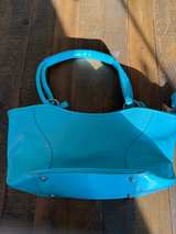 Coldwater Creek V-Shaped Leather Tote Aqua - Image 2