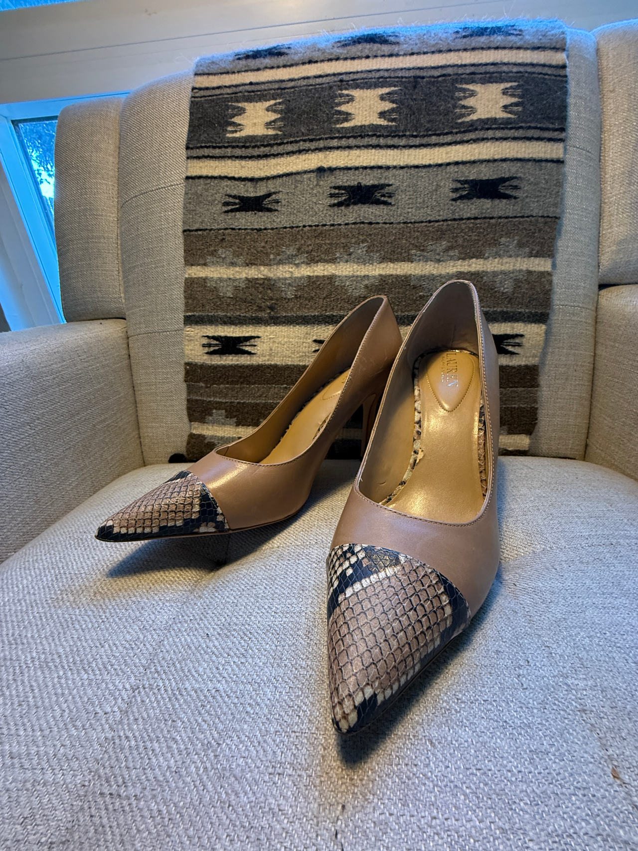 Lauren Ralph Lauren Lanette Snakeskin Toe Pump size 11B
