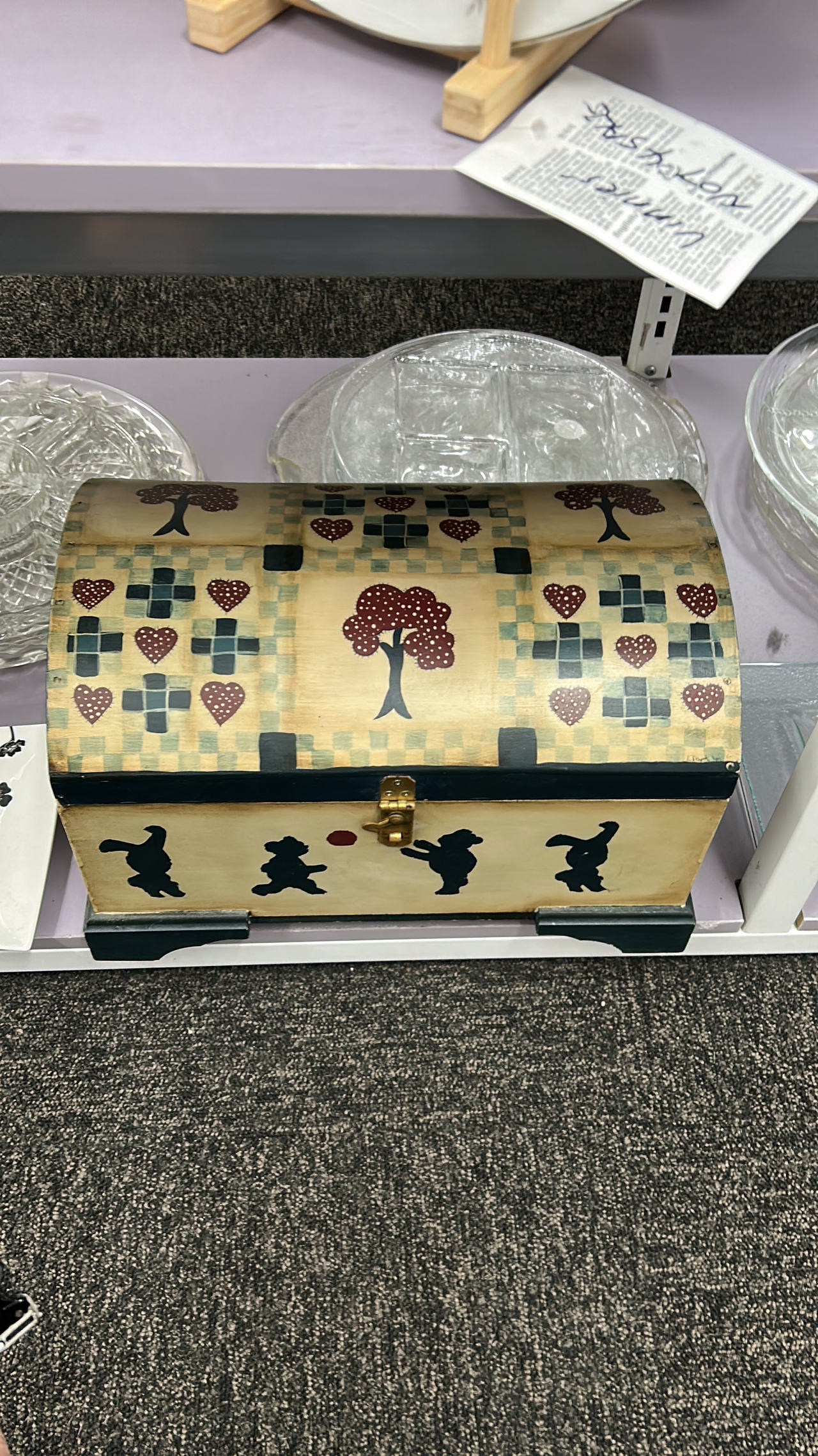 Hand-Painted Wooden Keepsake Chest