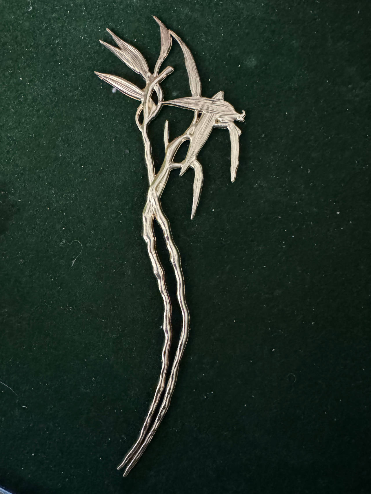 Vintage Gold Tone Bamboo Branch hair clip large