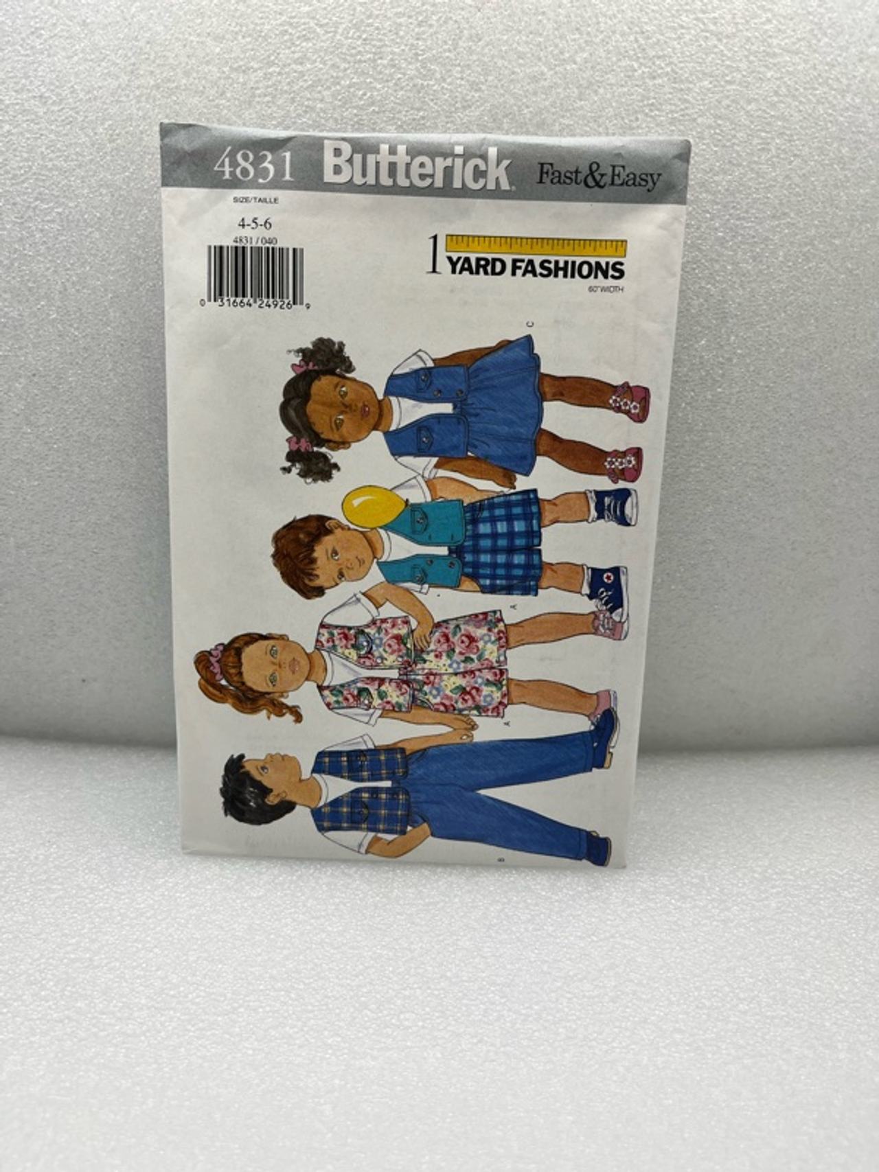 Butterick 4460 Girls Dress Shorts Sewing Pattern
