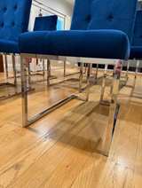 11 Modern Tufted Velvet Dining Chairs – Navy Blue – Chrome Base – Excellent Cond - Image 7