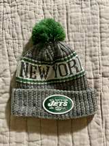 New Era NY Jets Cuffed Pom Beanie Knit Hat NFL Official OSFM Gray Green - Image 1