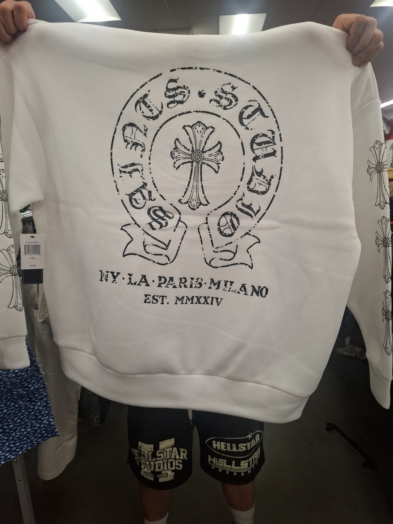 Chrome Hearts Horseshoe Cross Hoodie White