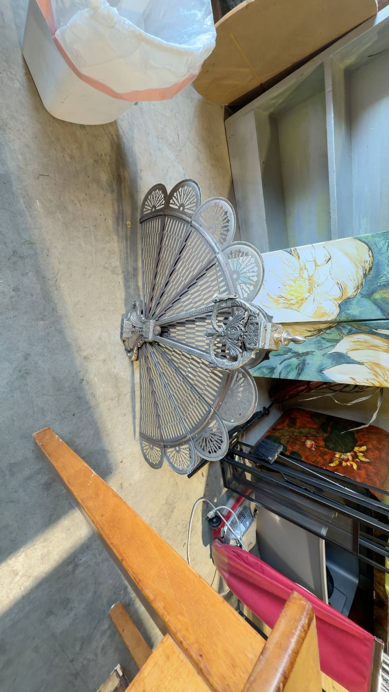 Vintage Brass Peacock Folding Fireplace Screen