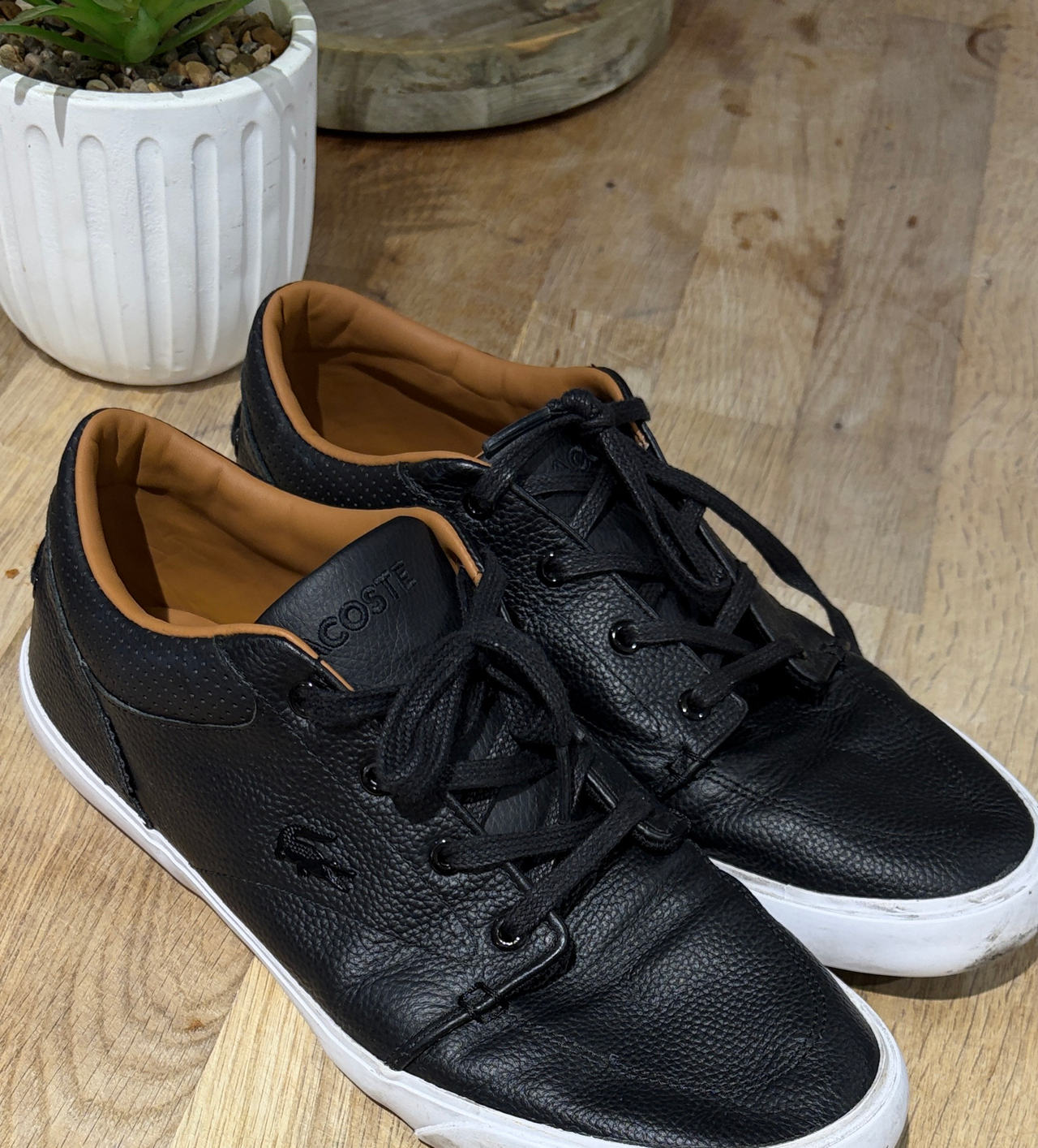 Lacoste Bayliss Vulc Black Leather Sneakers - Mens sz 9.5