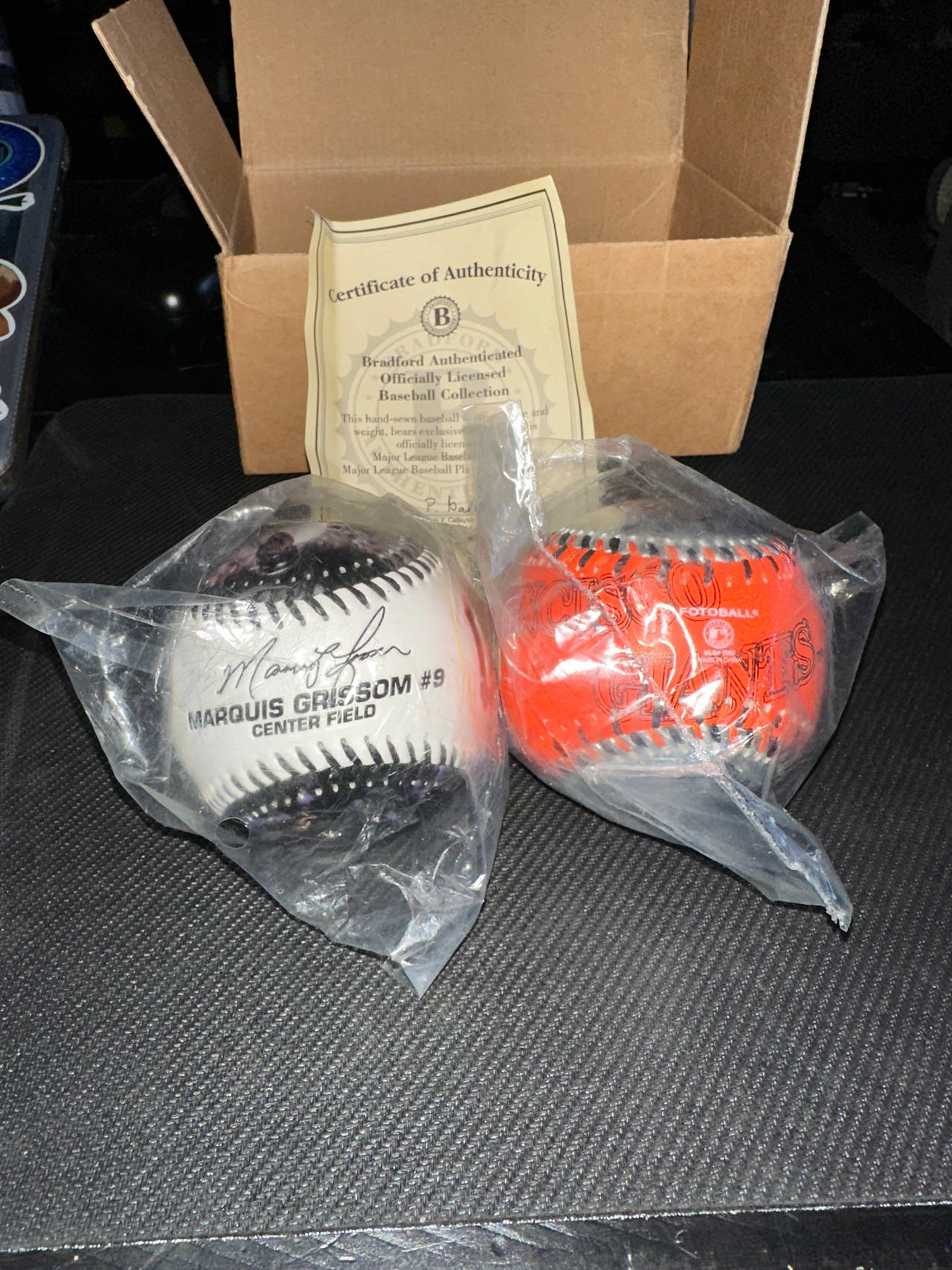 Marquis Grissom San Francisco Giants Bradford Authenticated Baseball Set