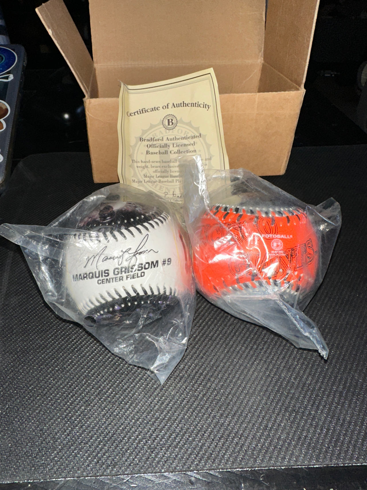 Marquis Grissom San Francisco Giants Bradford Authenticated Baseball Set