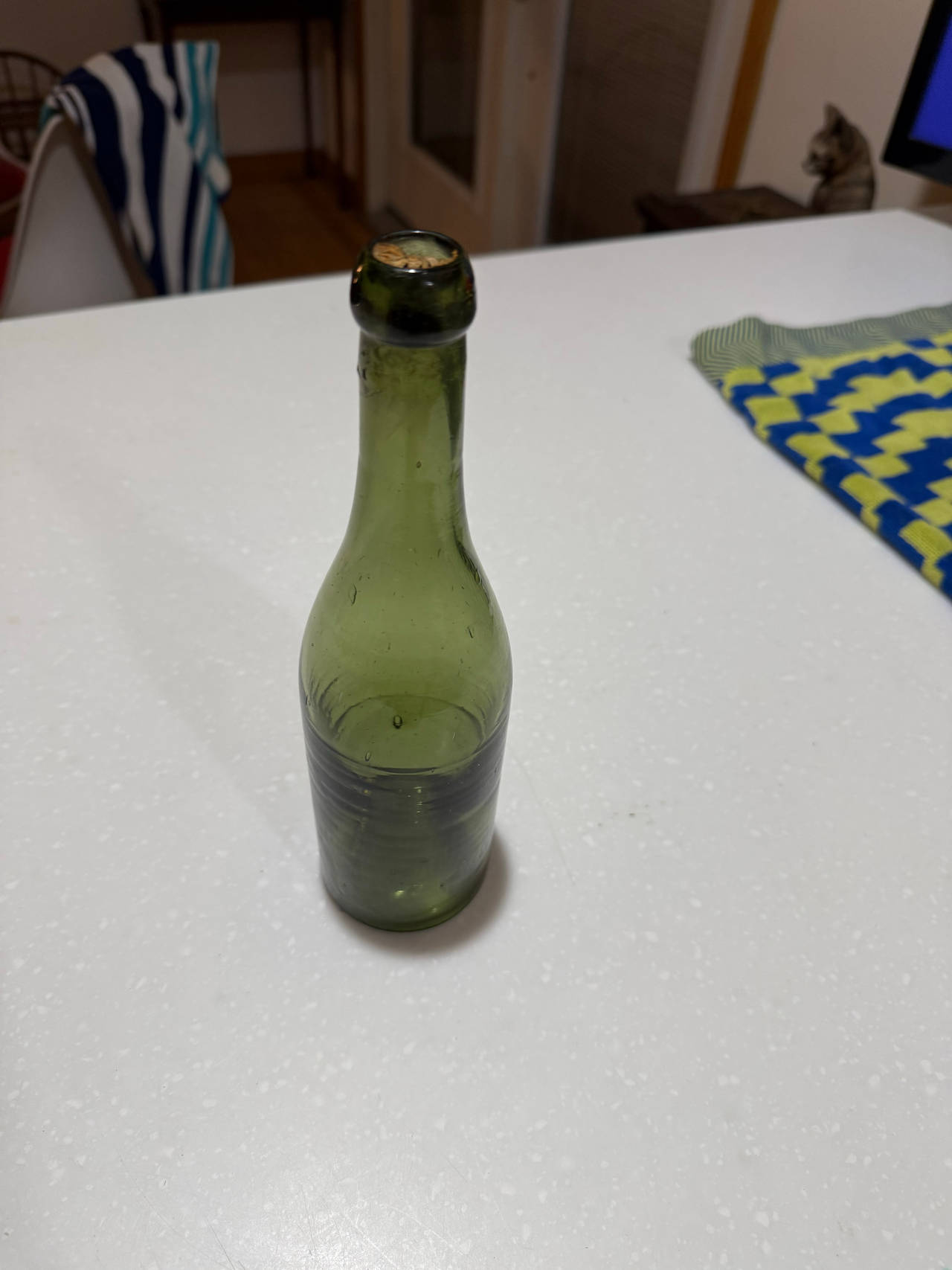 Antique Green Glass Wine Bottle