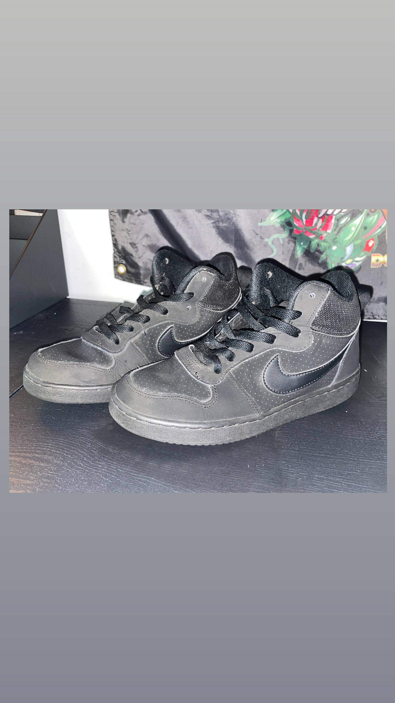 Nike Court Borough Mid Triple Black Youth