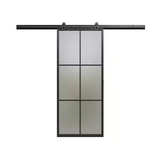 Modern 6-Lite Frosted Glass Sliding Barn Door - Image 1