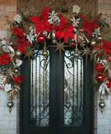 Christmas Poinsettia and Star Door Garland Swag - Image 1