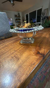 English Silver Plate Salt Cellar with Cobalt Liner - Image 2