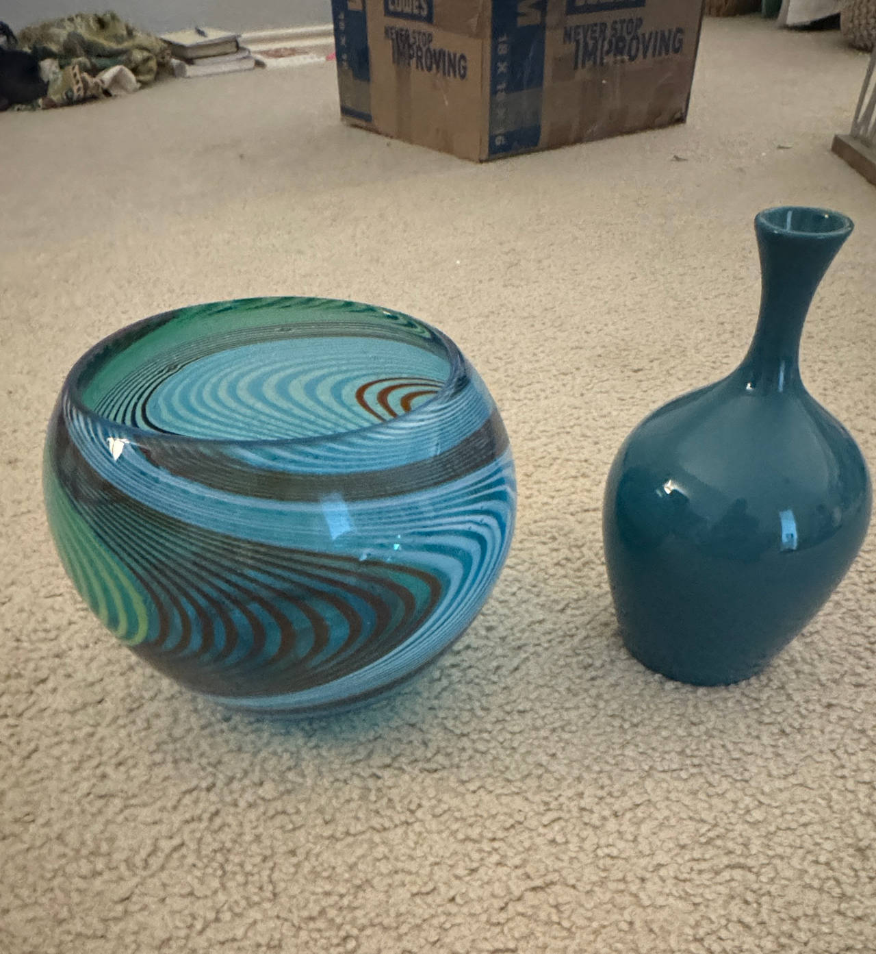 Hand Blown Art Glass Swirl Bowl