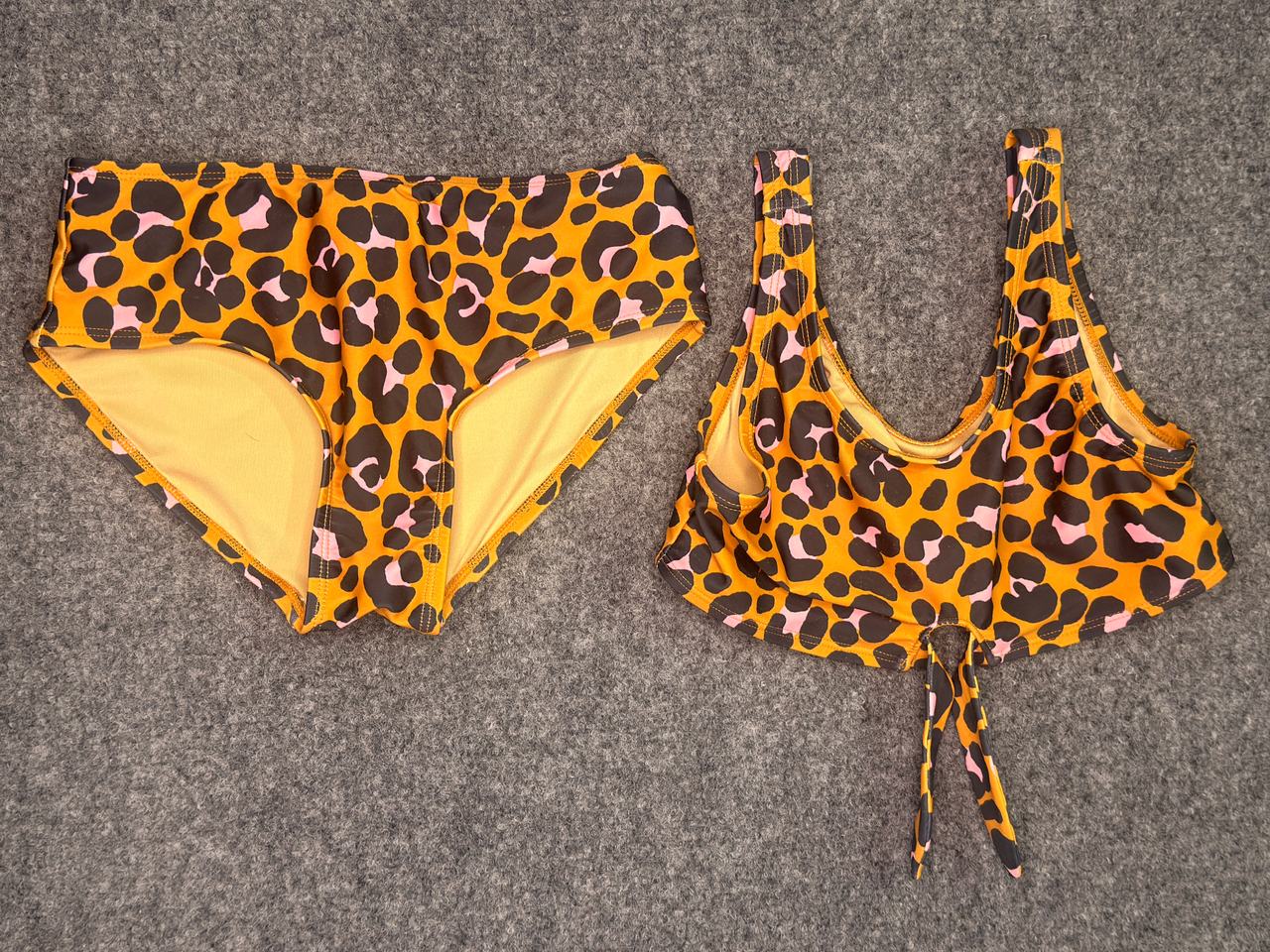 Girls Leopard Print Two-Piece Bikini Set