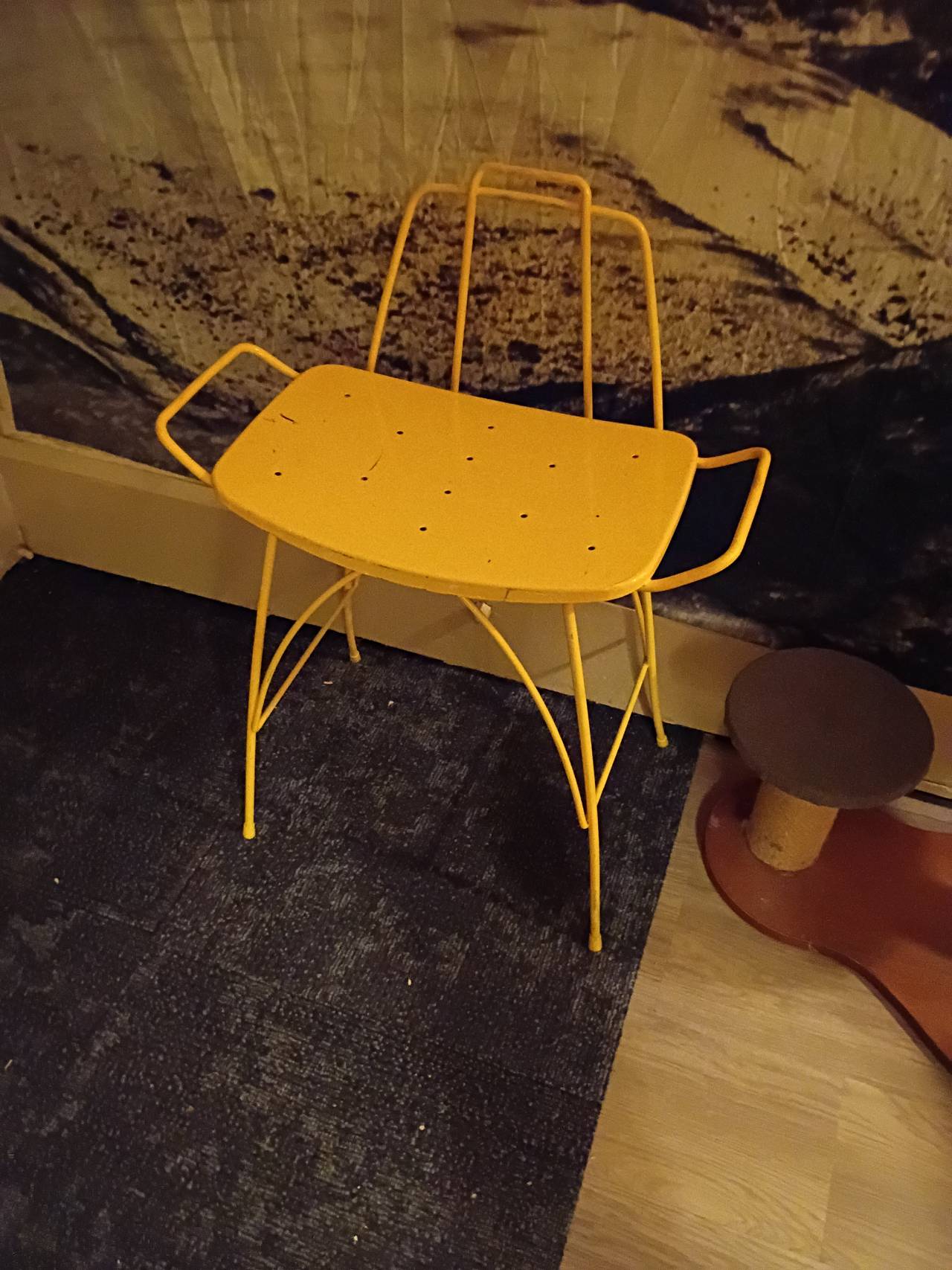 Yellow Metal Vanity Stool