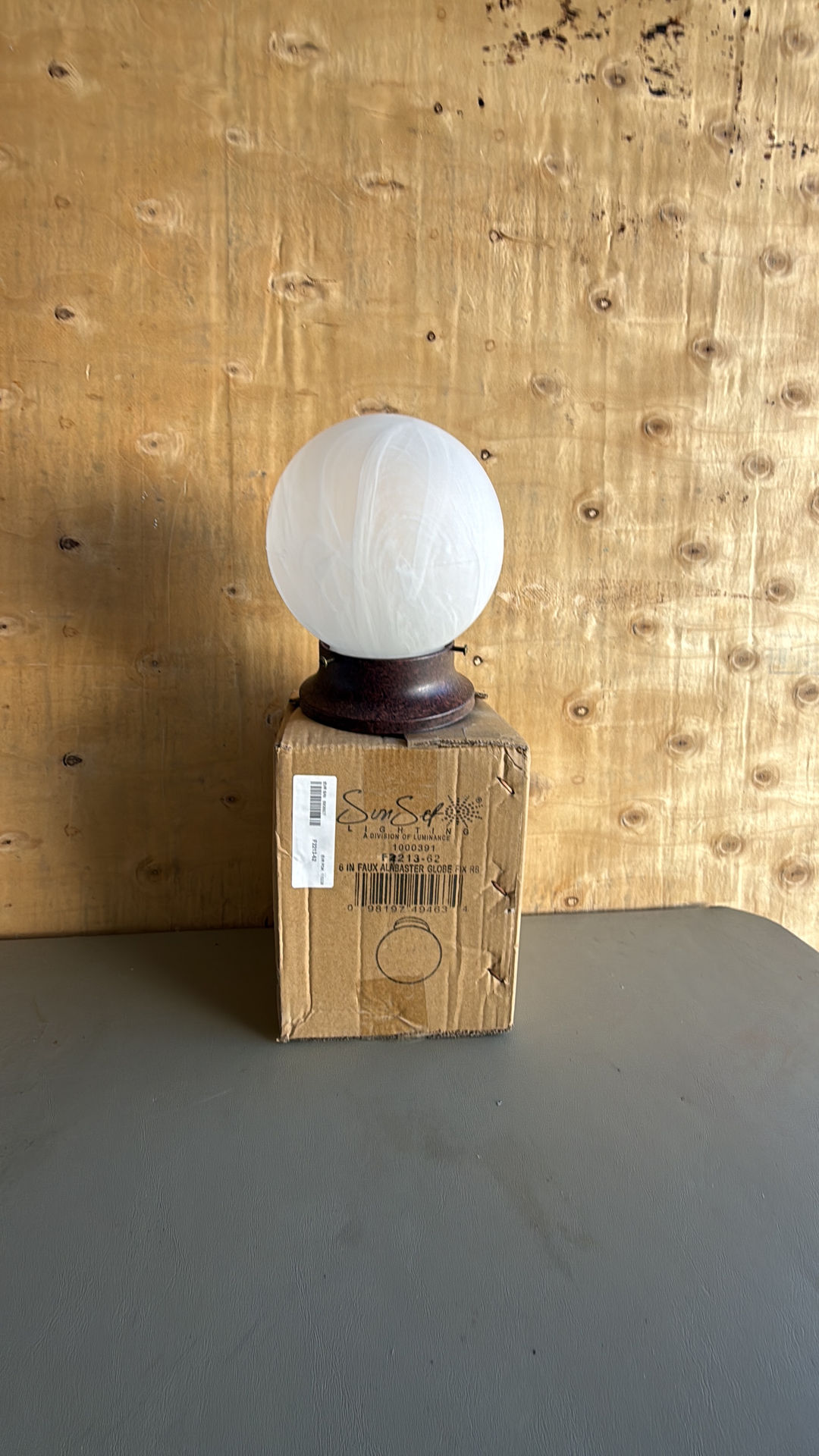 SunSet Lighting F6313-12 6-In Faux Alabaster Globe Light Fixture