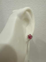 925 Silver Pink Moissanite Earrings Rhodium Plated 2 CTW - Image 2