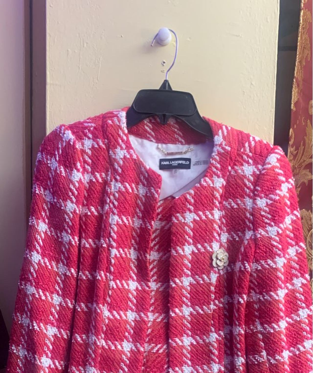 Karl Lagerfeld Paris Tweed Plaid Jacket