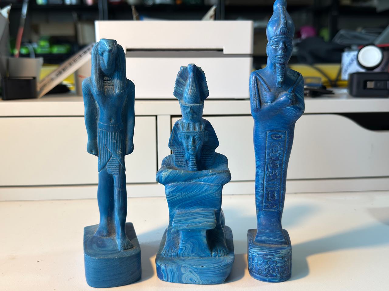 Blue Marbled Egyptian Figurine Set