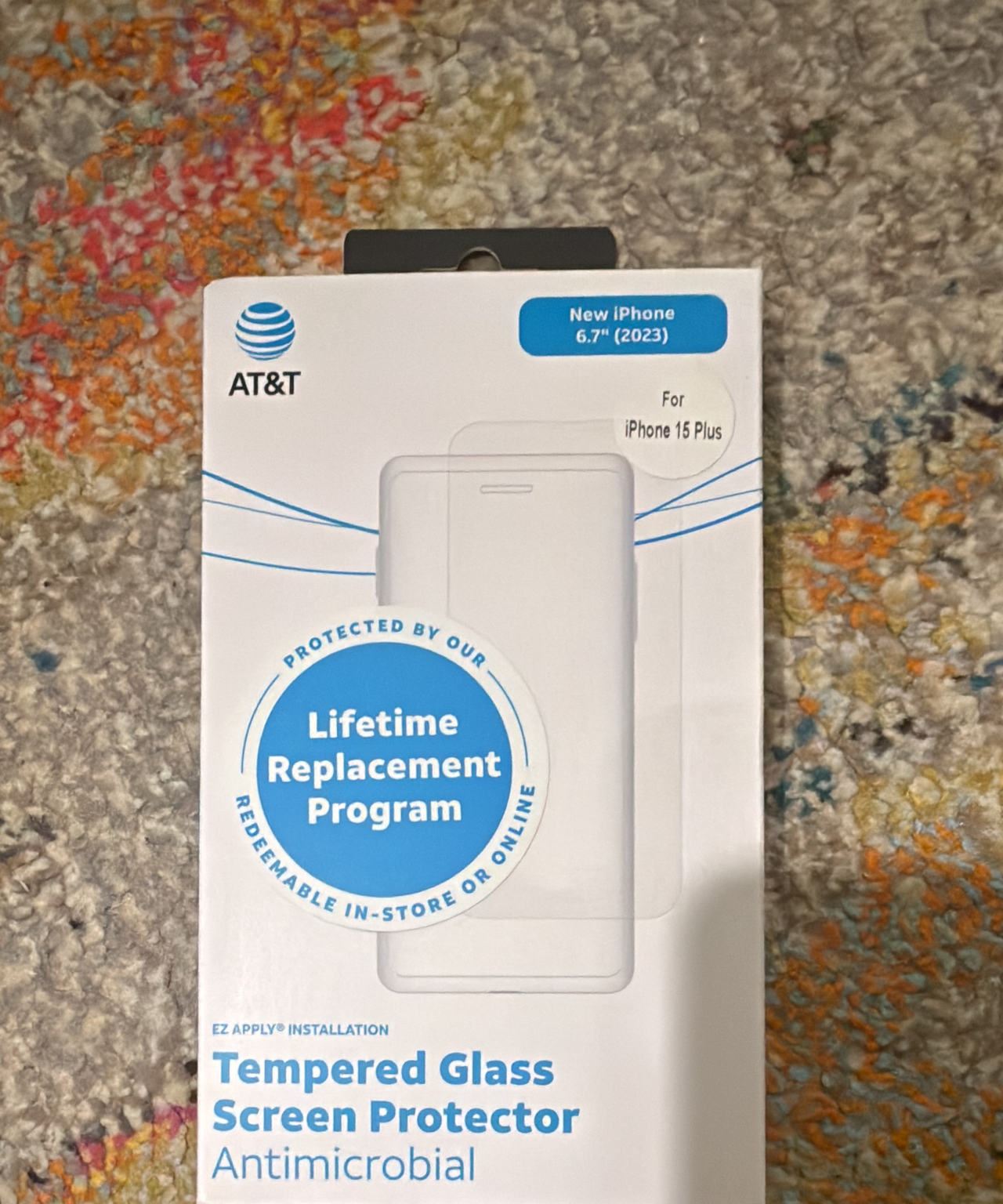 AT&T Tempered Glass Screen Protector for iPhone 15 Plus (6.7")