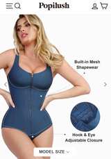 Popilush Denim Tummy Control Corset Shapewear Bodysuit Blue - Image 2