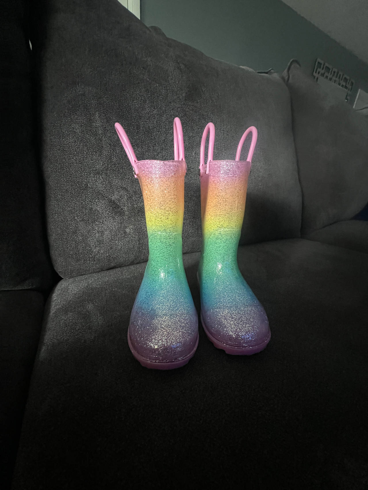 Kids Rainbow Glitter Rain Boots