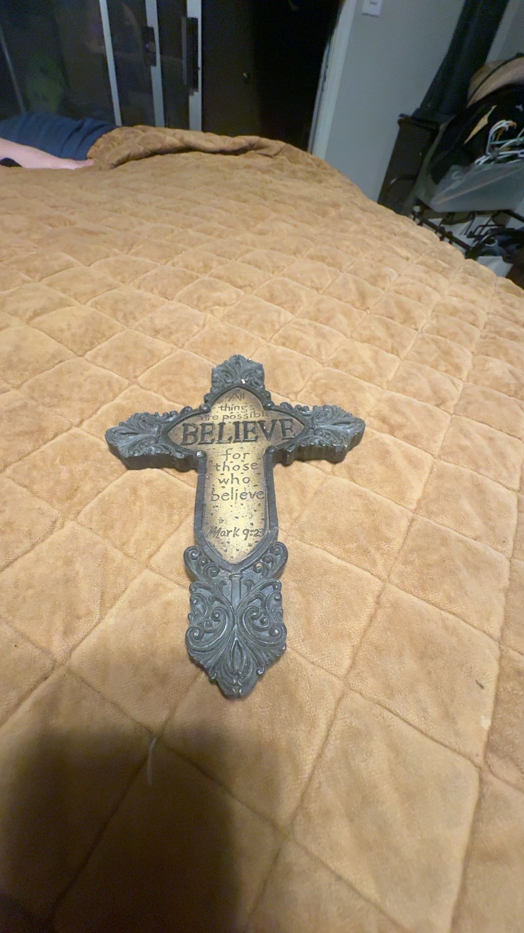 Vintage Ornate Wall Cross Plaque Set of 3