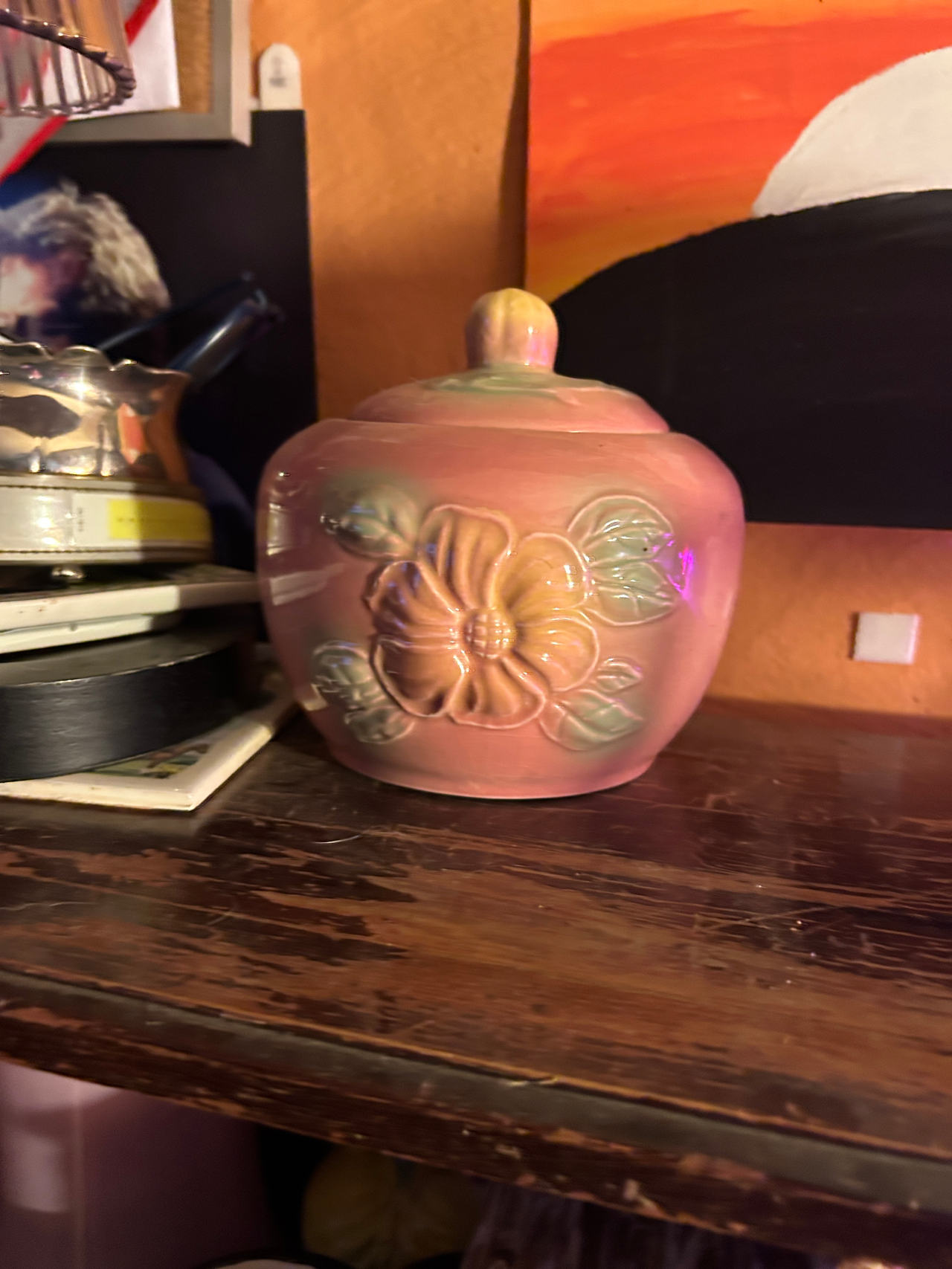 Vintage Floral Ceramic Cookie Jar