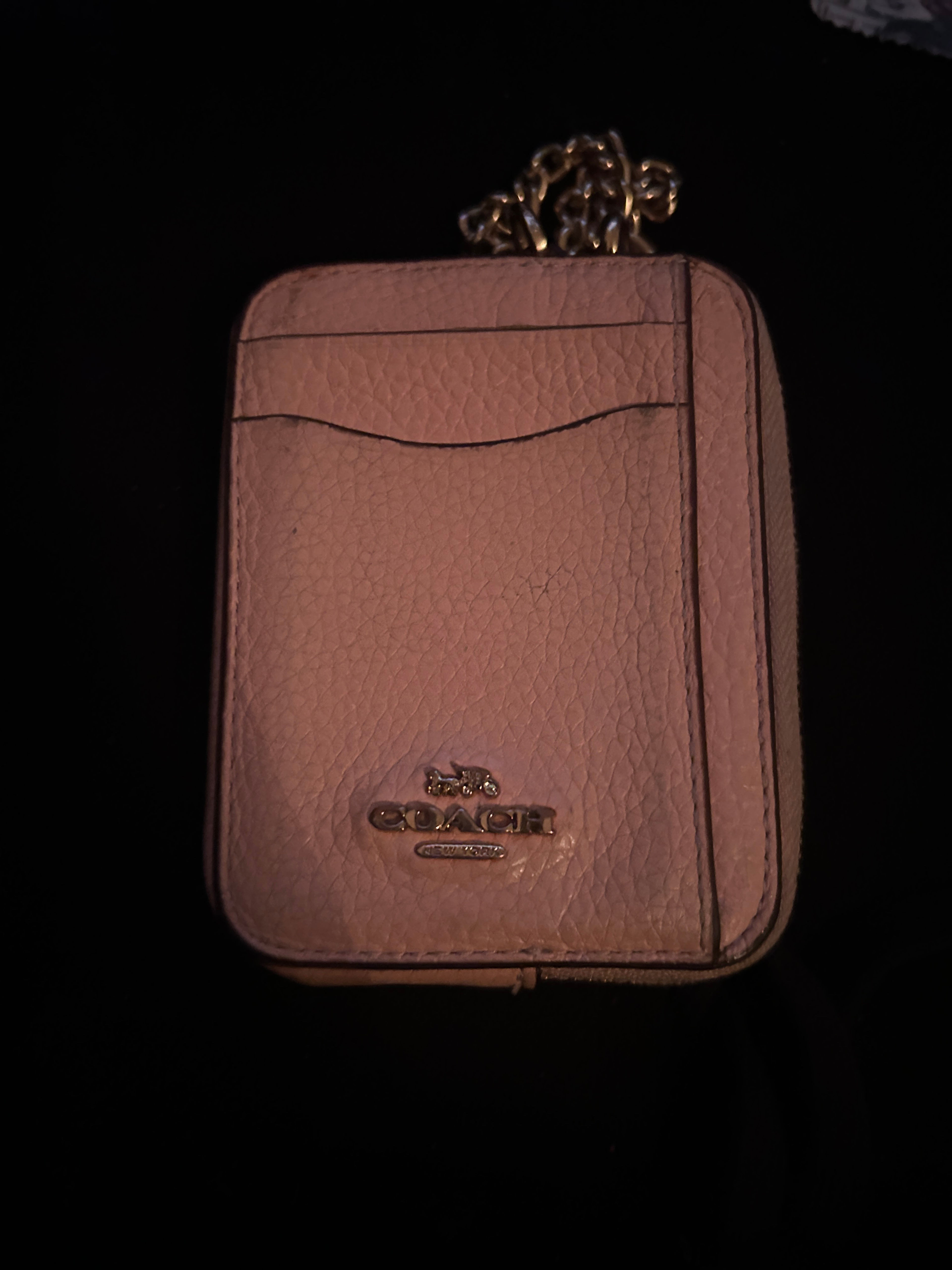 Coach Pebbled Leather Zip Card Case