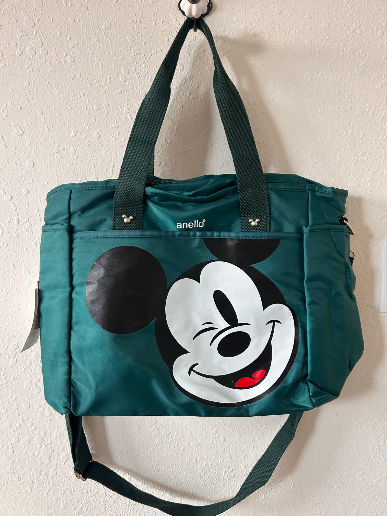 Anello x Disney Mickey Mouse 2-Way Tote Bag Green