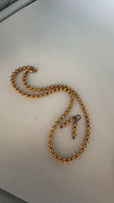 Gold Tone Bronze Pearls and gold Tone Bead Necklace and Earring Set - Image 4