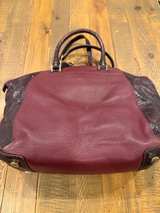 Michael Kors Riley Satchel Handbag Rich Wine Snakeskin - Image 3