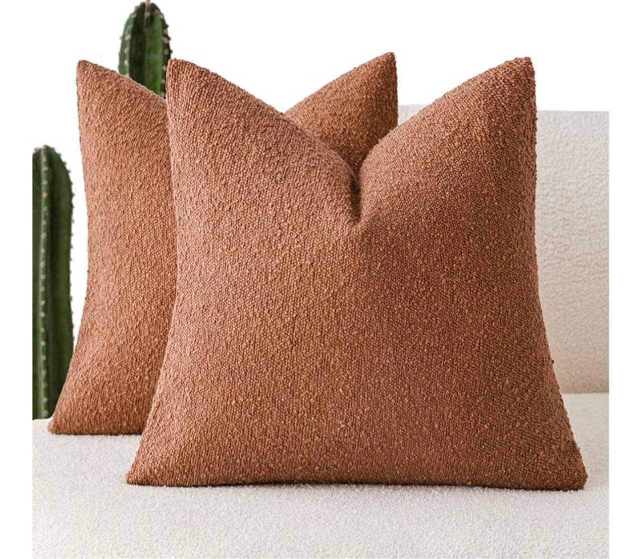 FOINDTOWER Pack of 2 Decorative Textured Boucle Throw Pillow Covers, 22x22 Inch