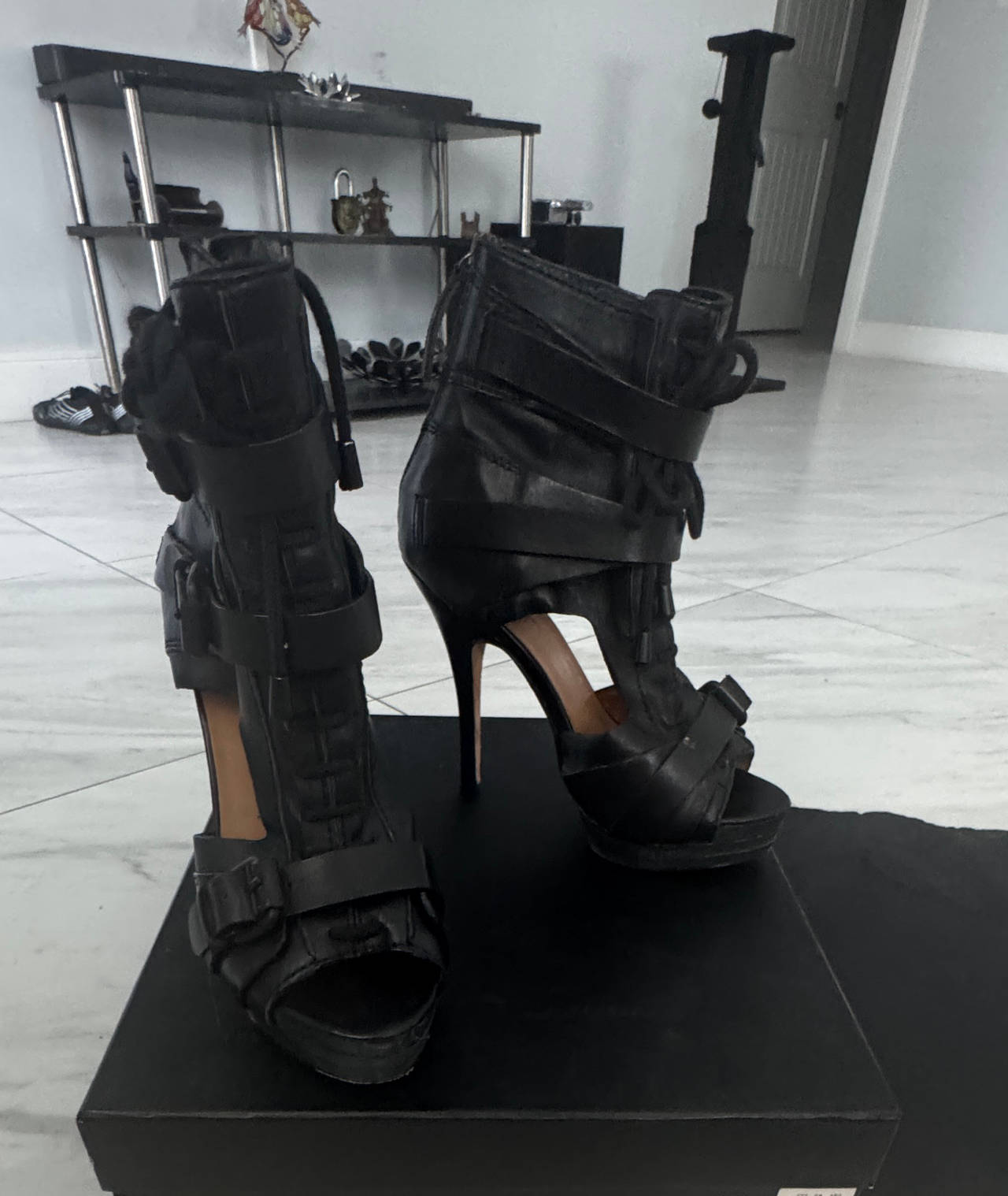 Lamb Leather Platform Ankle heels