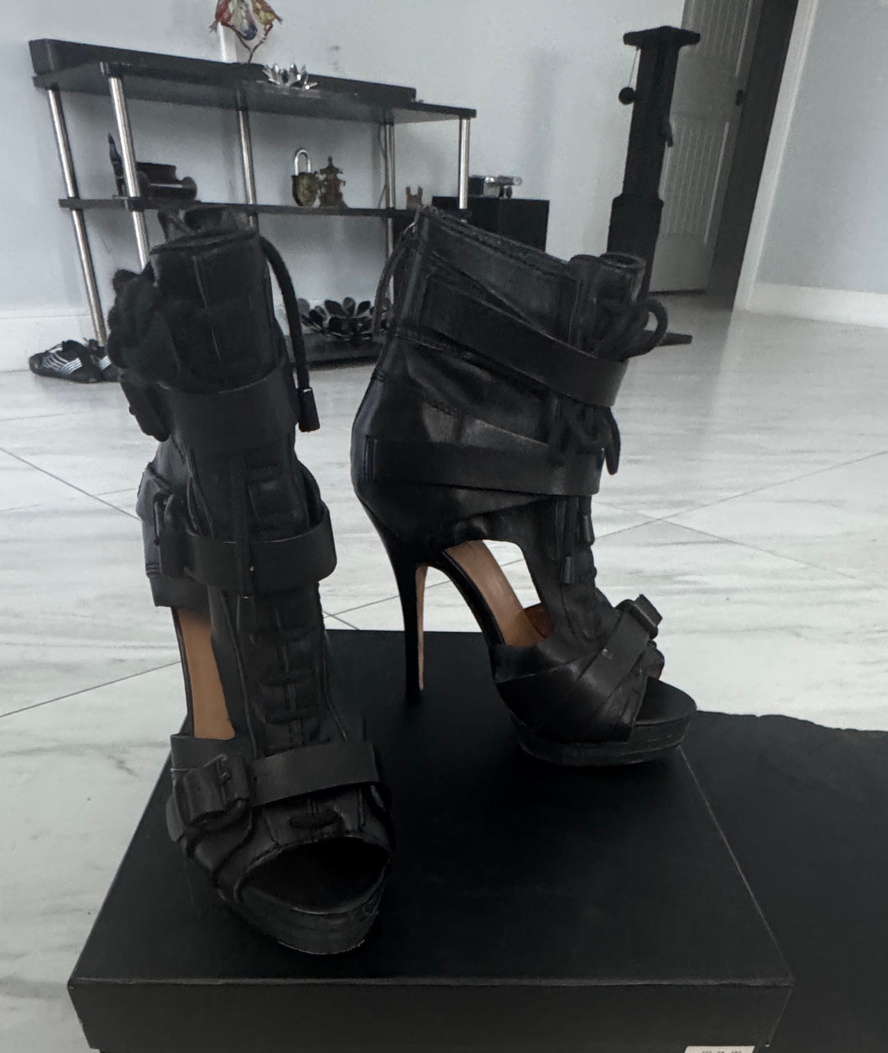 Lamb Leather Platform Ankle heels
