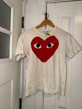 Comme des Garçons PLAY White T-Shirt with Red Heart Medium - Image 1