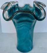 Vintage Large Murano Style Glass Ruffled Vase - Image 7