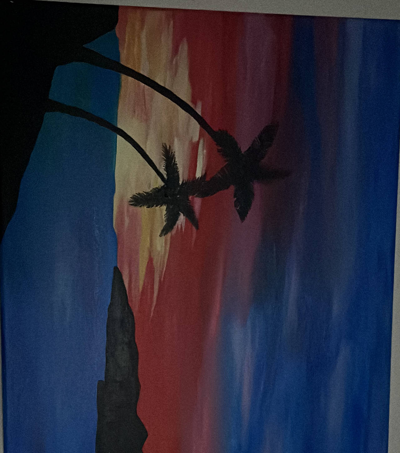 Original Tropical Sunset Acrylic Painting on Canvas