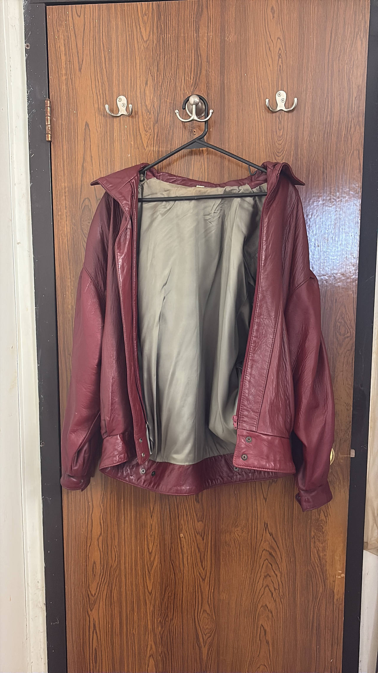 Men's Burgundy Faux Leather Jacket