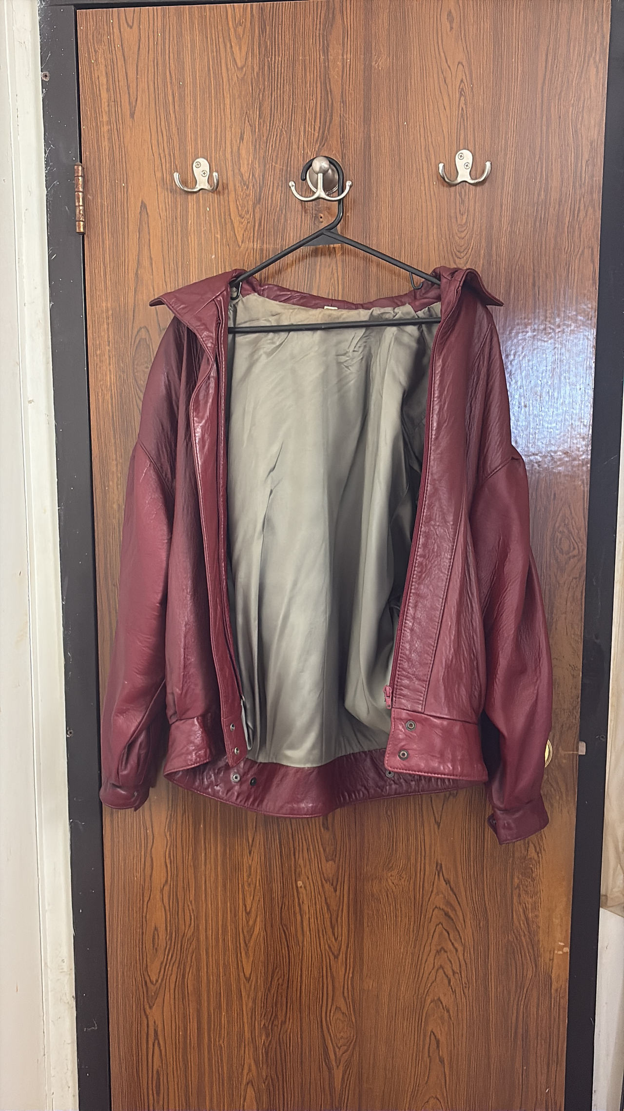 Men's Burgundy Faux Leather Jacket