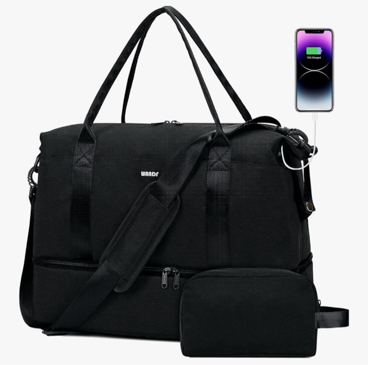 WANDF Cabin Bag Airlines 18x14x8 Personal Item Bag USB Port and Shoe Compartment